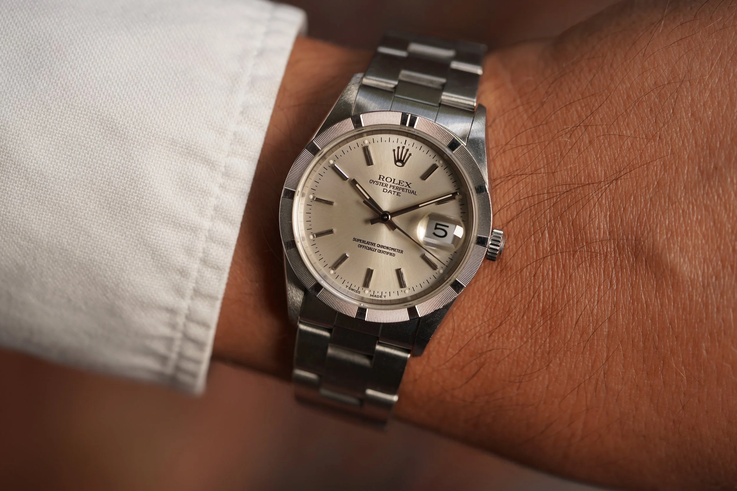 Rolex Date Reference 15210 w/ Silver Dial Unpolished — Wind Vintage